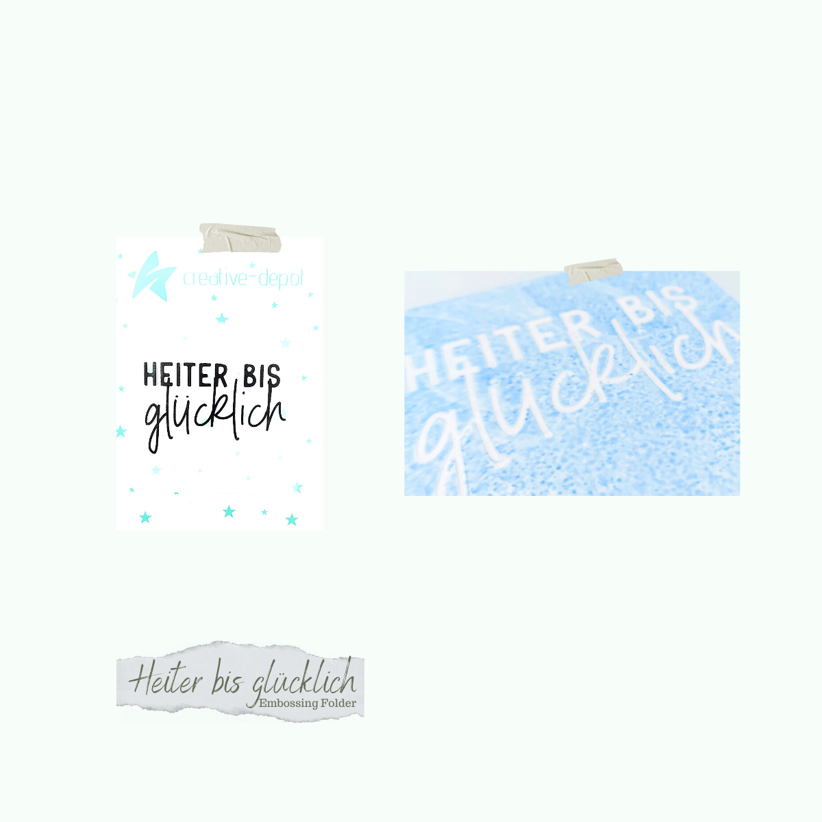CD-PF-017-Heiter-bis-gl-cklich Dépliant à gaufrer - slogan - HEITER BIS glücklich - 8 x 8 cm
