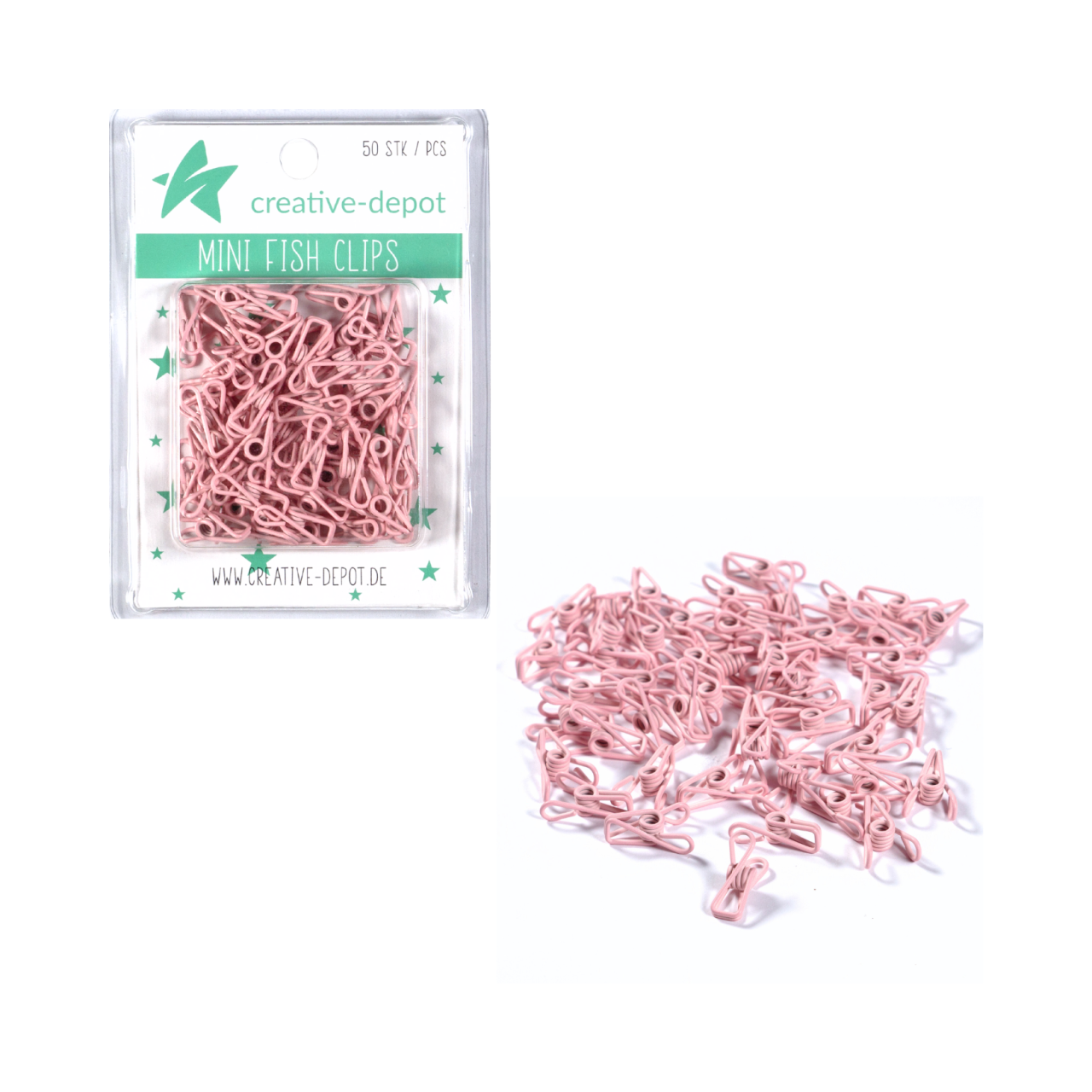 Mini Fish Clip - Kaugummi Rosa - Matt - 50 Stück